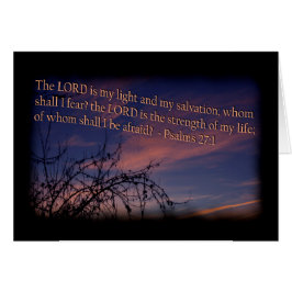 Cartão Salmo 27:1 na fronteira negra do amanhecer