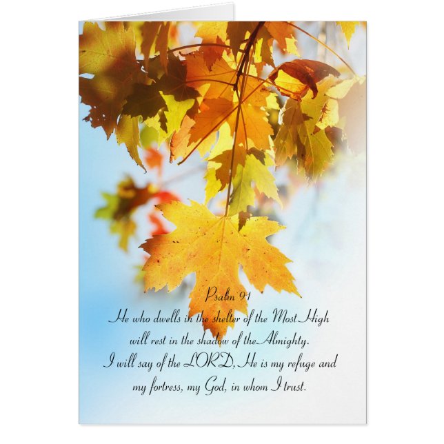 Cartão Salmo 91 todo o texto, folhas de mapeamento laranj (Frente)