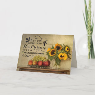 Cartão Salmo 95:2 em sua presença com ação de graças