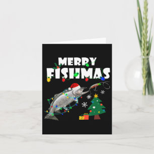 Cartão Salmon Steelhead Feliz Fishmas Natal King Trou