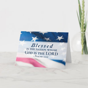 Cartão Salmos 33:12 Bendita é a Nação Bandeira EUA 