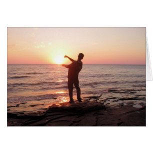 Cartão Saltar balança no por do sol