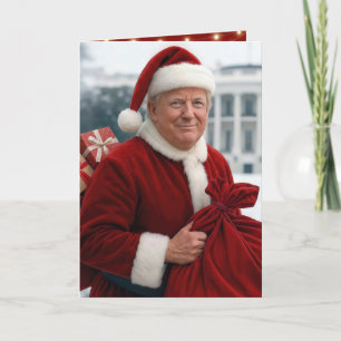 Cartão Salto do Papai Noel com saco vermelho