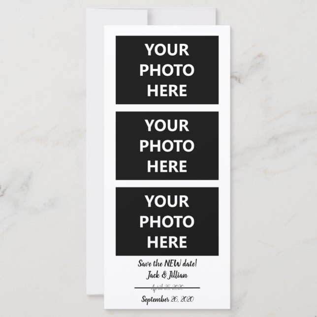 Cartão Salvar a NOVA Data | Alterar a data | 3 Fotografia (Frente)