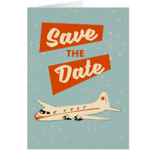 Cartão Salvar o poster das viagens vintage da data