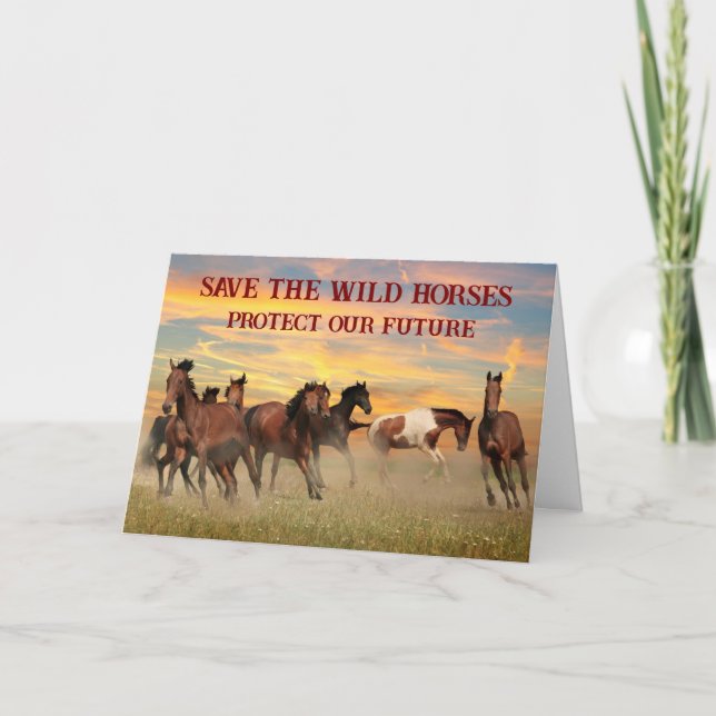 Cartão Salvar os cavalos selvagens (Frente)