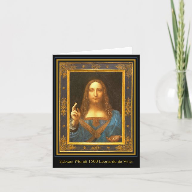 Cartão Salvator Mundi por Leonardo da Vinci (Frente)