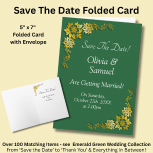 Cartão Salve a Data - Esmeralda Verde & Dourado