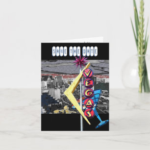 Cartão Salve o casamento moderno de Las Vegas