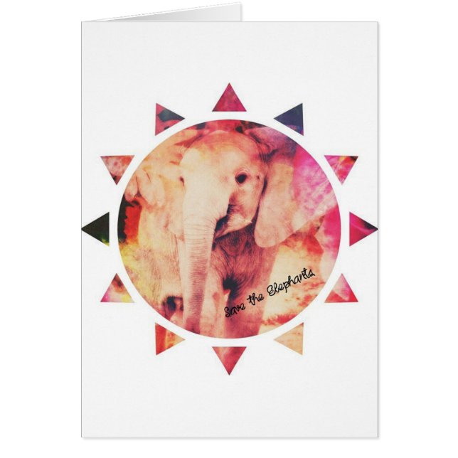Cartão Salve os Elefantes, Bebê Elefante Sol (Frente)