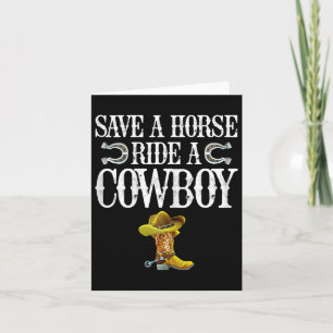 Cartão Salve Um Cavalo Andando Um Cowboy