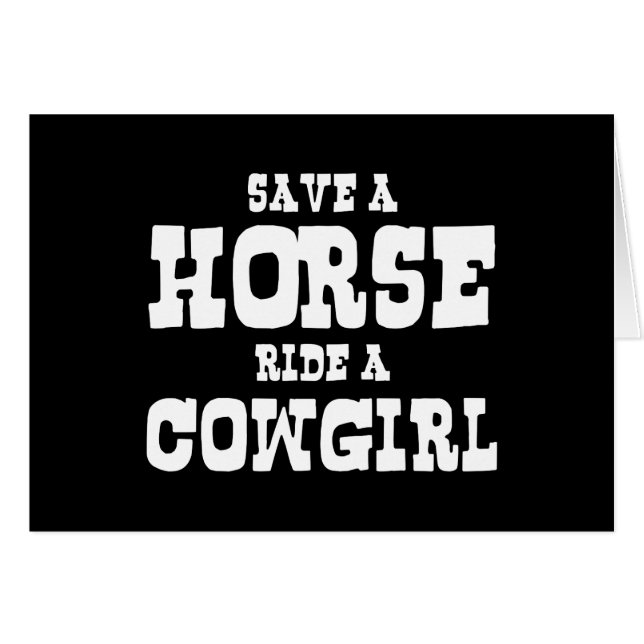 CARTÃO SALVE UM CAVALO DE CAVALO UMA PLACA DE GAROTA (Frente Horizontal)