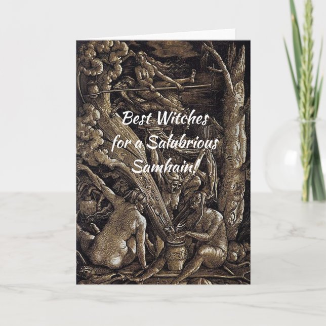 Cartão Samhain de Halloween das Melhores Bruxas 5x (Frente)
