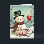 Cartão Sammy Snowman Christmas<br><div class="desc">Não há nada mais bonito do que um dia de neve quando a família se junta para construir um boneco de neve. O Cardeal só adiciona um pouco de magia.</div>
