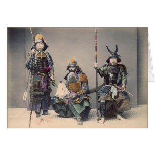 Cartão Samurai 3 na foto do vintage da armadura