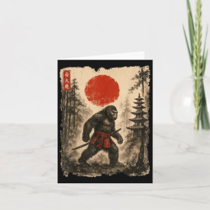 Cartão Samurai Bigfoot Japonês Vintage Sasquatch Ukiyo-e