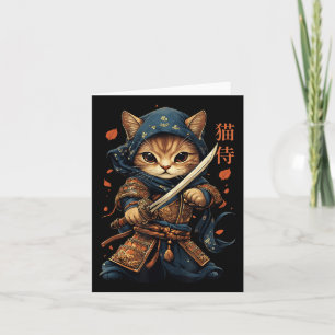 Cartão Samurai Cat Tattoo Kawaii Ninja Cat W