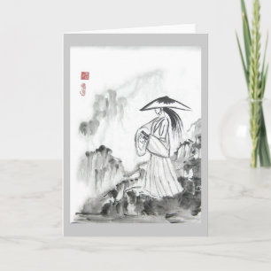 Cartão Samurai Drawing Sword Greeting Card