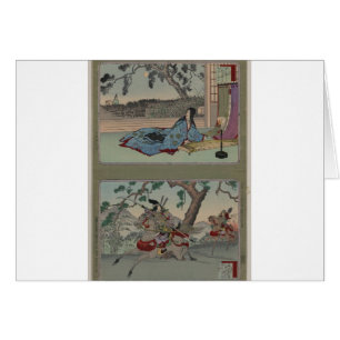 Cartão Samurai fêmea cerca dos 1800s