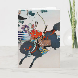 Cartão Samurai fotografando um Arco, Ukiyo-e