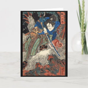 Cartão Samurai Japan Painting c. década de 1800