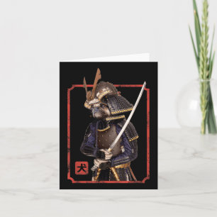 Cartão Samurai Ninja Pug Dog Lover Kawaii Tattoo