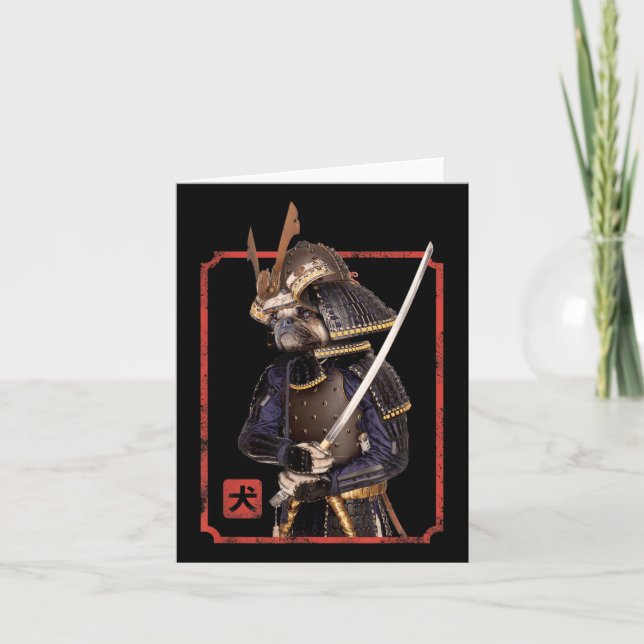 Cartão Samurai Ninja Pug Dog Lover Kawaii Tattoo (Frente)