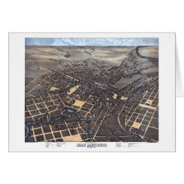 Cartão San Antonio, Texas, Mapa da Cidade Aérea Antiquada