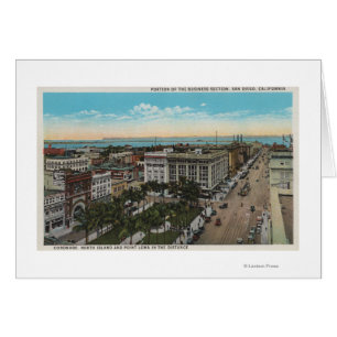 Cartão San Diego, CA - Visão de Olhos de Pássaro do Centr