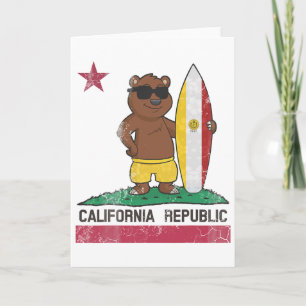 Cartão San Diego Califórnia Surfista Urso Surfando Homens