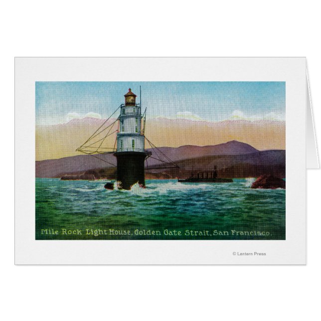 Cartão San Francisco, CA Mile Rock Light House (Frente Horizontal)