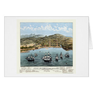 Cartão San Francisco, mapa panorâmico de CA - 1847