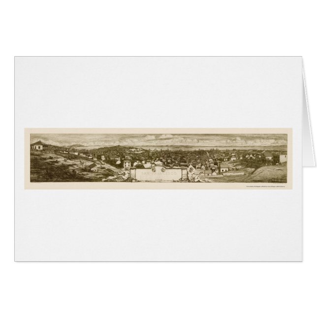 Cartão San Francisco, mapa panorâmico de CA - 1856 (Frente Horizontal)