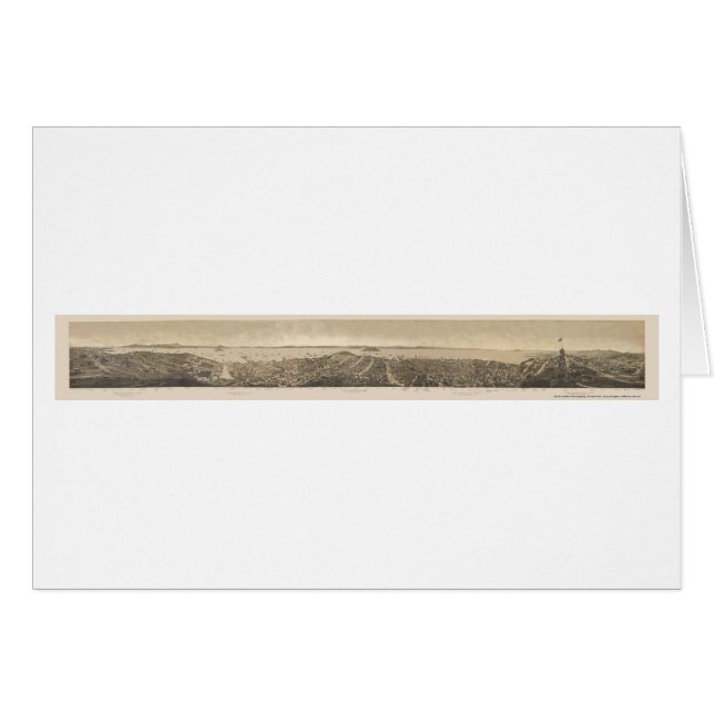 Cartão San Francisco, mapa panorâmico de CA - 1862 (Frente Horizontal)