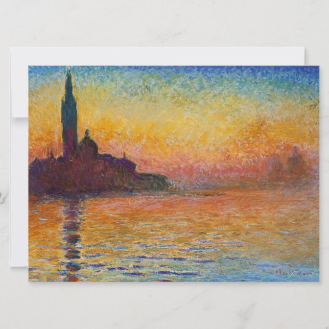 Cartão San Giorgio Maggiore em Dusk (por Claude Monet) (Frente)