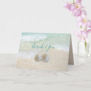 Cartão Sand Dollars Beach Scene Wedding Thank You