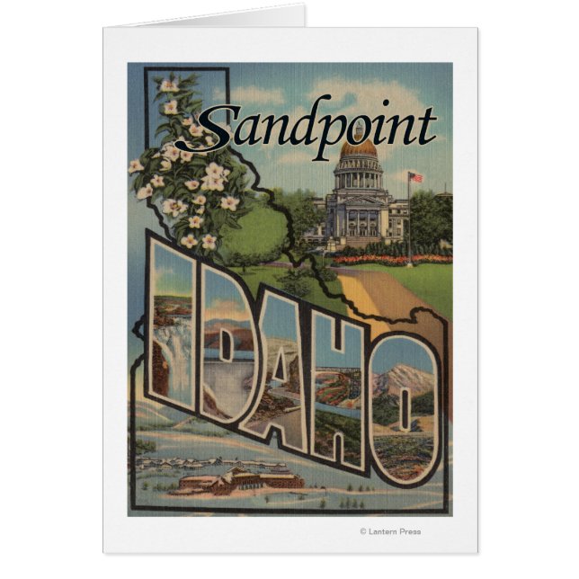 Cartão Sandpoint, Idaho - Cenas com Letra Grande (Frente)