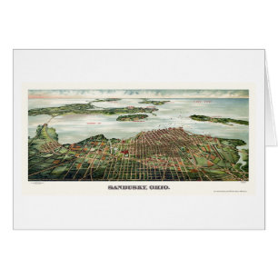 Cartão Sandusky, mapa panorâmico do OH - 1898