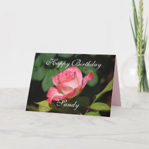 Cartão Sandy Happy Birthday Rosa e Rosa Branca