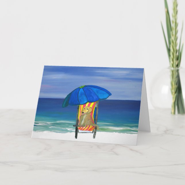 Cartão Sandy Paws Beach Dog (Frente)