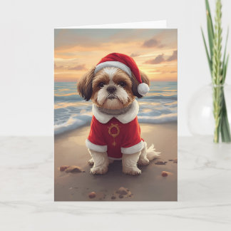 Cartão Sandy Paws & Holiday Cheer – Little Beach Santa