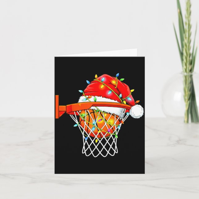 Cartão Santa Basketball Dunk Christmas Srts For Boys Girl (Frente)