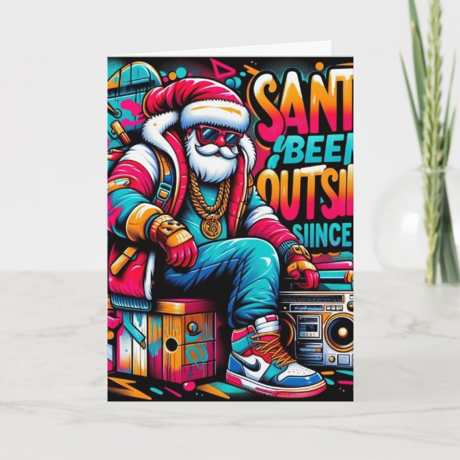 Cartão Santa Been Outside Holiday Card (Frente)