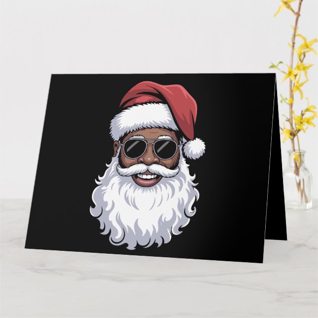 Cartão Santa Claus Black Xmas Papai noel Afro-Americano (Flor Amarela)