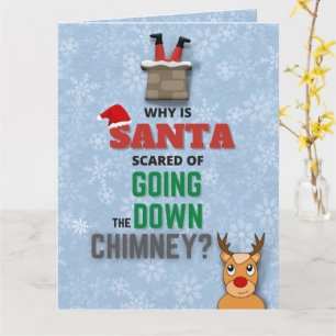 Cartão Santa Claus chimney flocos de neve engraçados azu