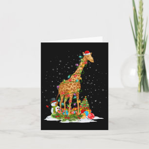 Cartão Santa Claus Giraffe Xmas Tree Lights Feliz Natal