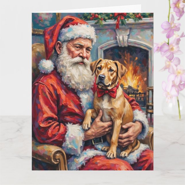 Cartão Santa Claus Holding Shar Pei Christmas Art (Orquídea)