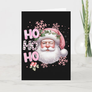 Cartão Santa Claus Pink Natal Feriado Rapariga