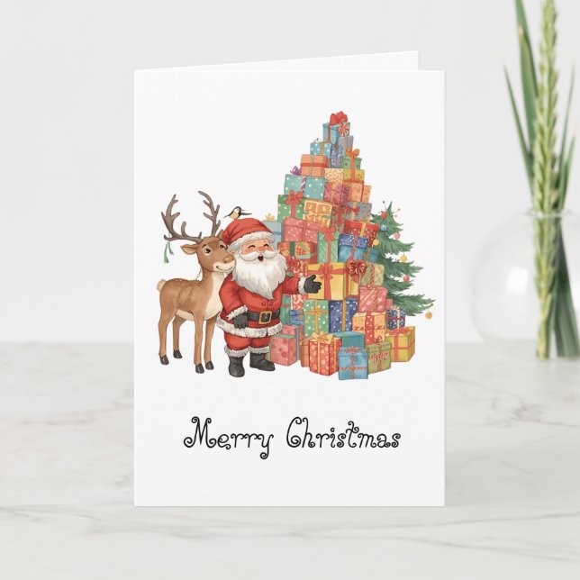 Cartão Santa Claus whimsical Folded Greeting Card (Frente)