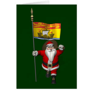 Cartão Santa Claus With Flag Of New Brunswick CDN